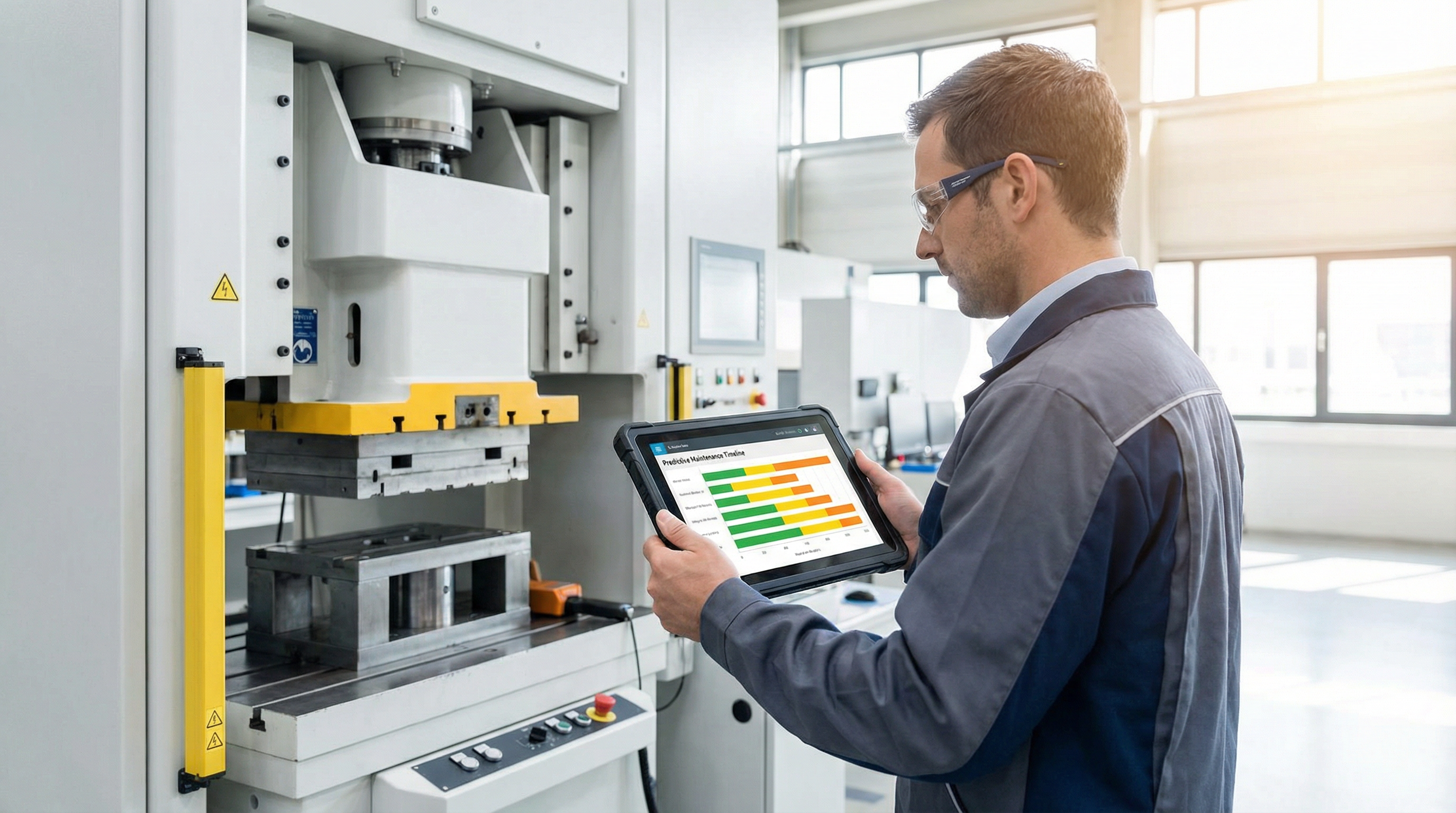 Dashboard showing predictive maintenance alerts and equipment health scores