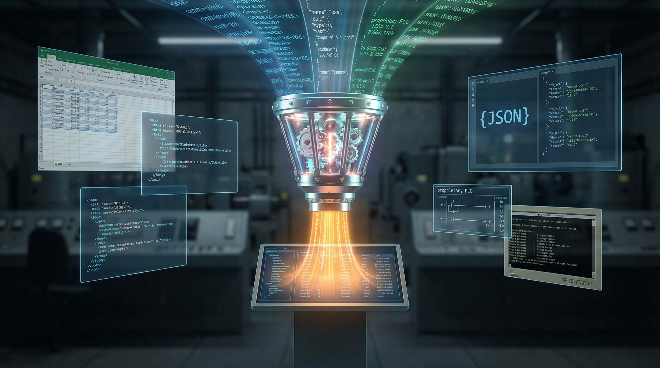 Factory data flowing from multiple disparate sources into a unified data layer